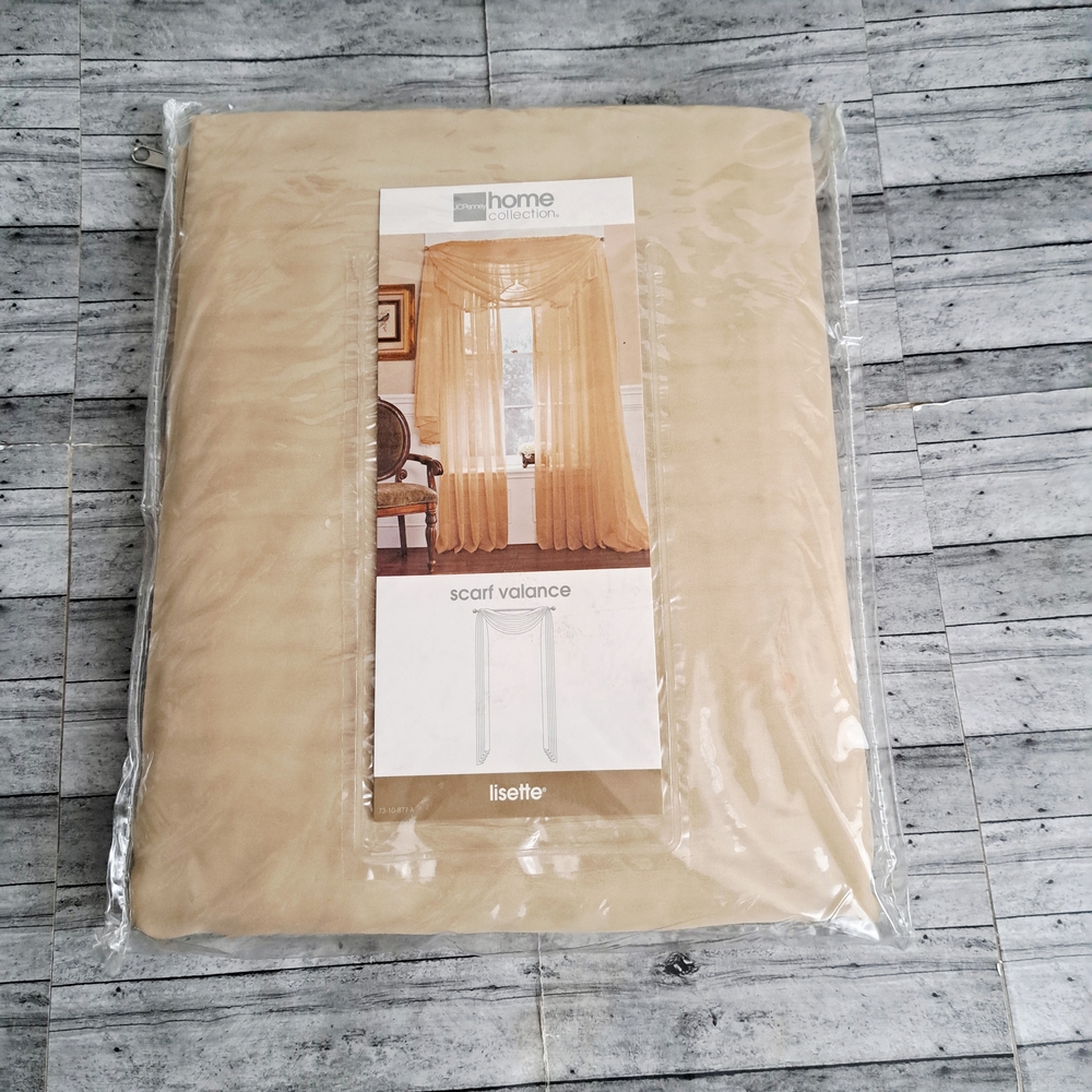 J C Penney Home Collection LISETTE Cream Linen Scarf Valance